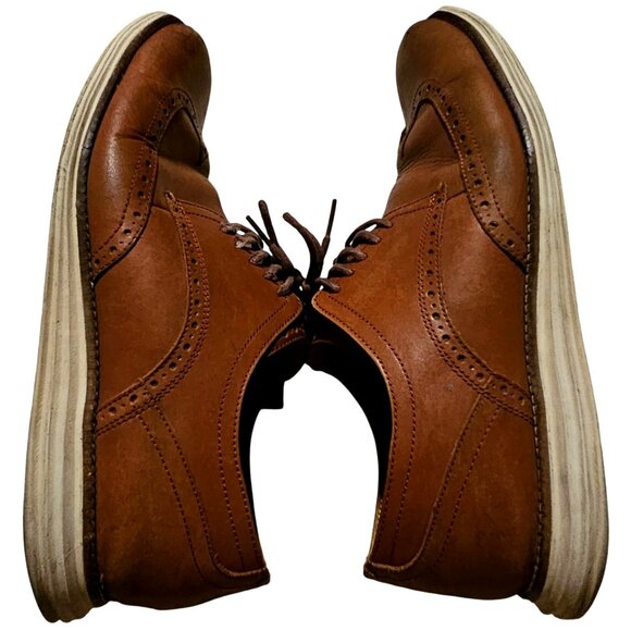 Cole Haan Men's Wingtip Oxford Shoes Size 12M Leather Brown Lace-Up Brogue Dress - Picture 8 of 12